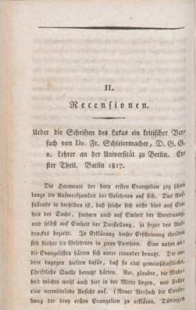 218-233 [Rezension] Schleiermacher, Friedrich, Über die Schriften des Lukas ; 1