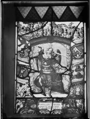 Kloster Lichtental Fürstenkapelle Fenster mit Glasmalerei (16. Jahrhundert) Erzengel Michael