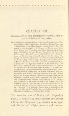 Chapter VII. Ethnography of the inhabitants of Burma, and of the neighbouring hill tribes