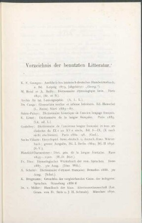 Verzeichnis der benutzten Litteratur.