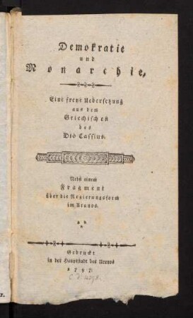 1-152, Demokratie und Monarchie