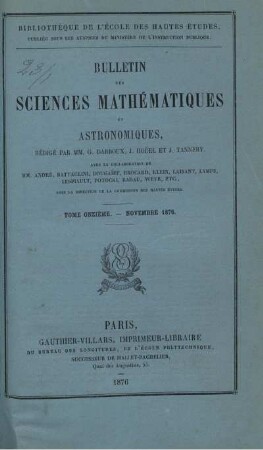 Tome Onziéme. - Novembre 1876.