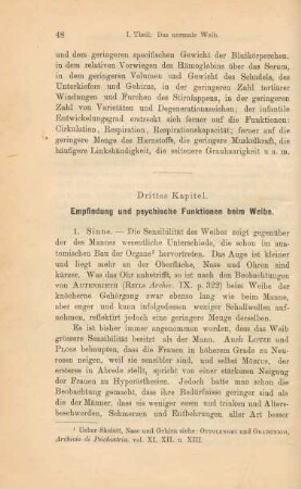 Drittes Kapitel. - Empfindung und psychische Funktionen beim Weibe