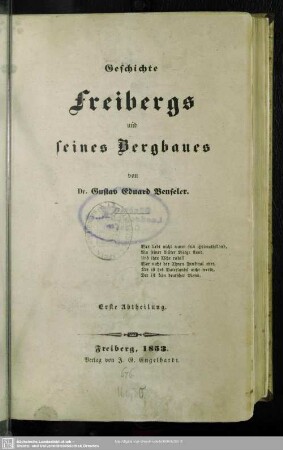 1: Geschichte Freibergs und seines Bergbaues