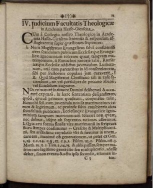 IV. Iudicium Facultatis Theologiae in Academia Hasso-Giessena