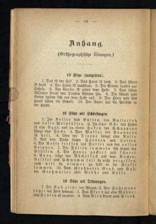 Anhang. (Orthographische Übungen)