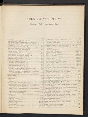 Index to Volume VII. December 1898 — November 1899