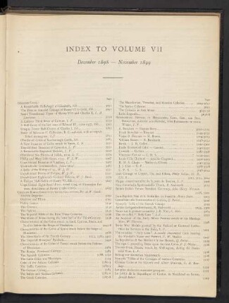 Index to Volume VII. December 1898 — November 1899