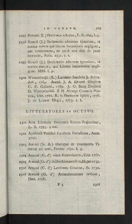 229-249, Litteratores in Octavo