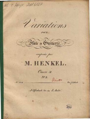 Variations pour flûte & guitarre : oeuvre 31, 2