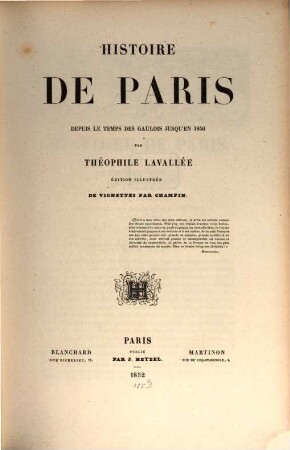 Histoire de Paris : depuis le temps des Gaulois jusqu'en 1850