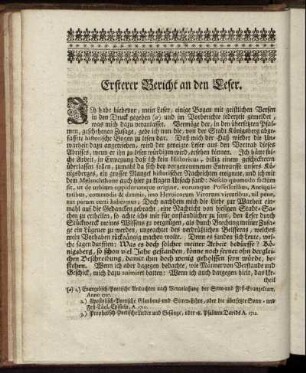 Ersterer Bericht an den Leser.
