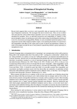 Dimensions of Methaphorical Meaning