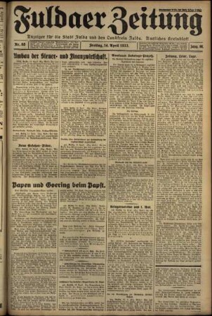 Ausgabe vom Freitag, den 14. April 1933.