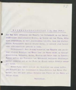42 Kriegsnachrichten 21. Juni 1915