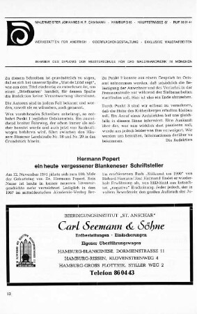 Hermann Poppert ein heute vergessener Blankeneser Schriftsteller