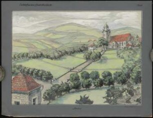 Gedächtniskirche mit Gedenkhalle Schinkelwettbewerb 1920: Perspektivische Ansicht von SO