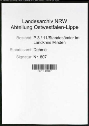 Sterberegister Standesamt Dehme