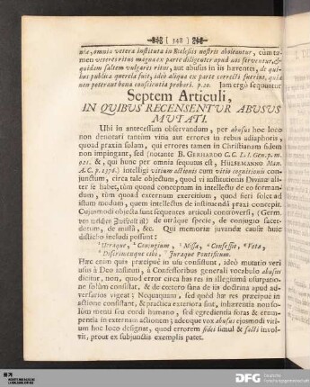 Septem Articuli, In Quibus Recensentur Abusus Mutati.