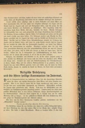 Religiöse Belehrung und die öftere heilige Kommunion im Internat