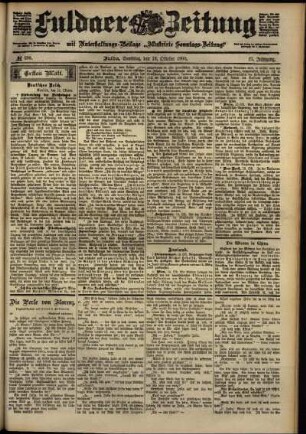 Erste Ausgabe vom Samstag, den 13. Oktober 1900.