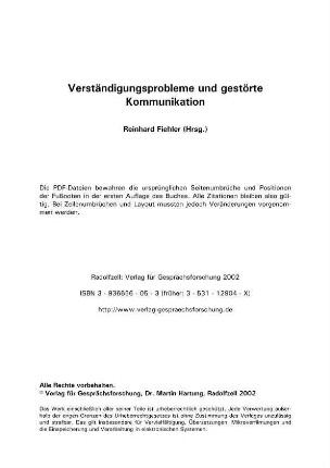 Verständigungsprobleme und gestörte Kommunikation