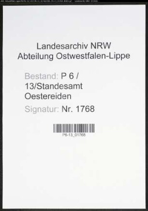 Heiratsregister Standesamt Oestereiden