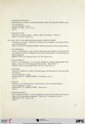 I. Keramik: Steinzeug, Fayencen, Porzellan (Nr. 1-61a)