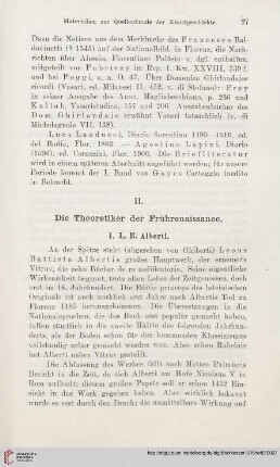II. Die Theoretiker der Frührenaissance