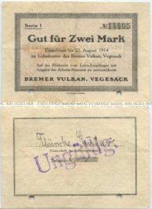 Vegesack, Bremer Vulkan, 2 Mark