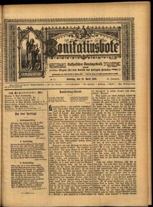 Erste Ausgabe vom Sonntag, den 12. April 1908.