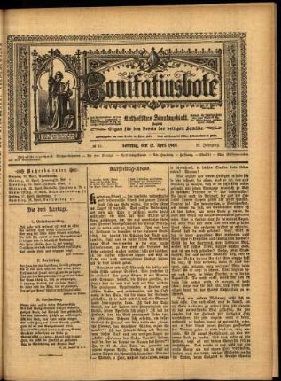 Erste Ausgabe vom Sonntag, den 12. April 1908.