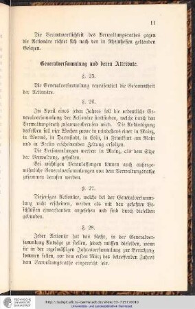Generalversammlung und deren Attribute