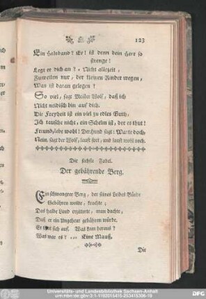 Die sechste Fabel. Der gebährende Berg.