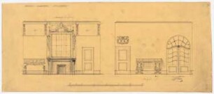 Wohnhaus Kretzer, Berlin-Tiergarten: Speisezimmer: 2 Wandansichten der Querwände 1:25, Variante (ungültig)