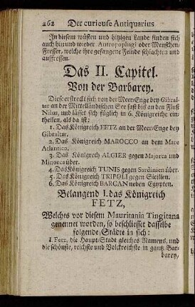 Das II. Capitel. Von der Barbarey.