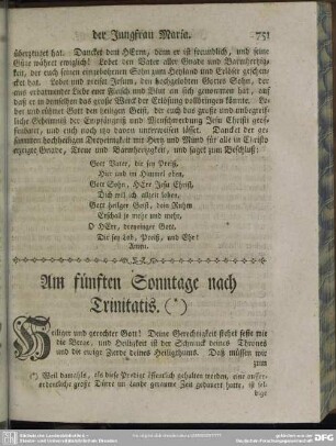 Am fünften Sonntage nach Trinitatis