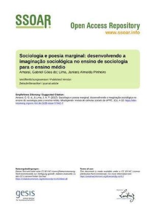 Sociologia e poesia marginal: desenvolvendo a imaginação sociológica no ensino de sociologia para o ensino médio