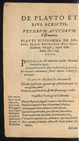 De Plauto Et Eius Scriptis.