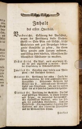 Inhalt des ersten Quartals.