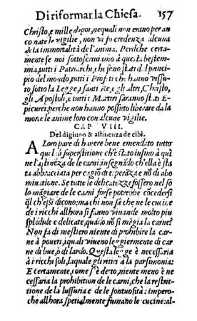 Cap. VIII. Del digiuno & astinenza de cibi.