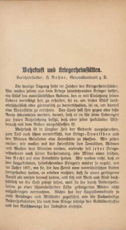 Wehrkraft und Kriegerheimstätten