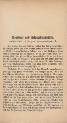Wehrkraft und Kriegerheimstätten