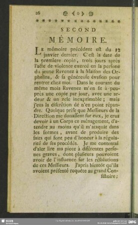 Second Mémoire