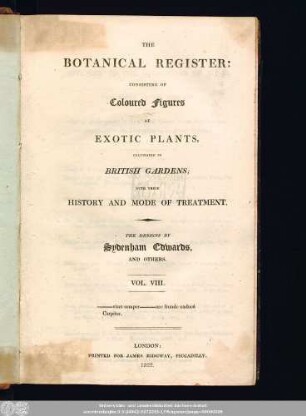 8: The Botanical register : consisting of coloured figures of exotic plants