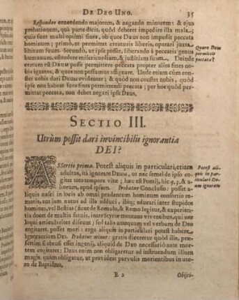 Sectio III. Utrùm possit dari invincibilis ignorantia DEI?
