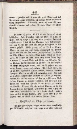 1. Verhältnis der Künste zu einander.