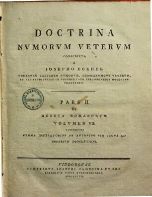 Doctrina Nvmorvm Vetervm, Pars II.. De Moneta Romanorvm