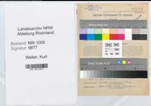 Entnazifizierung Kurt Welter, geb. 19.09.1898 (Oberregierungsrat)