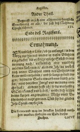 Ermahnung.